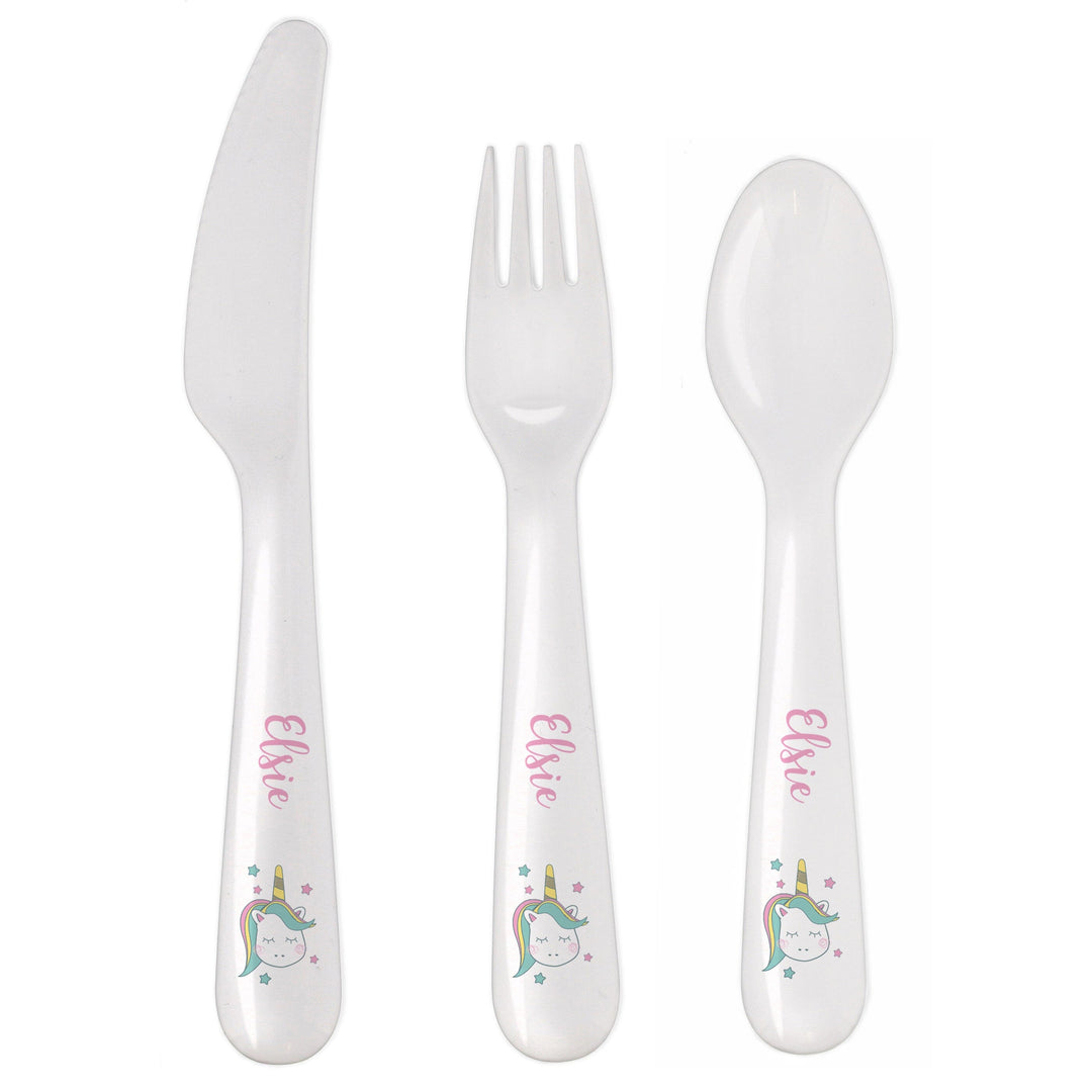 Personalised Baby Unicorn Plastic Cutlery Flatware Sets Mini Bee 