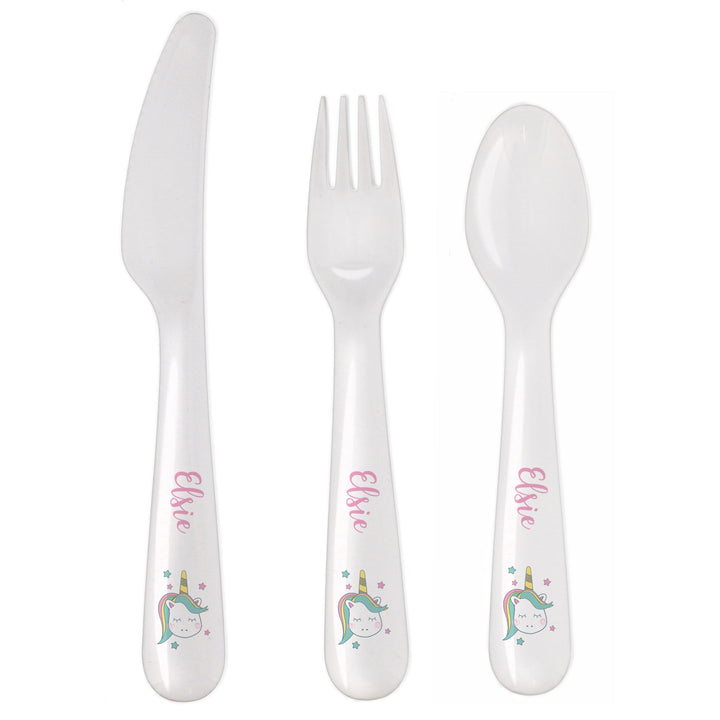Personalised Baby Unicorn Plastic Cutlery Flatware Sets Mini Bee 