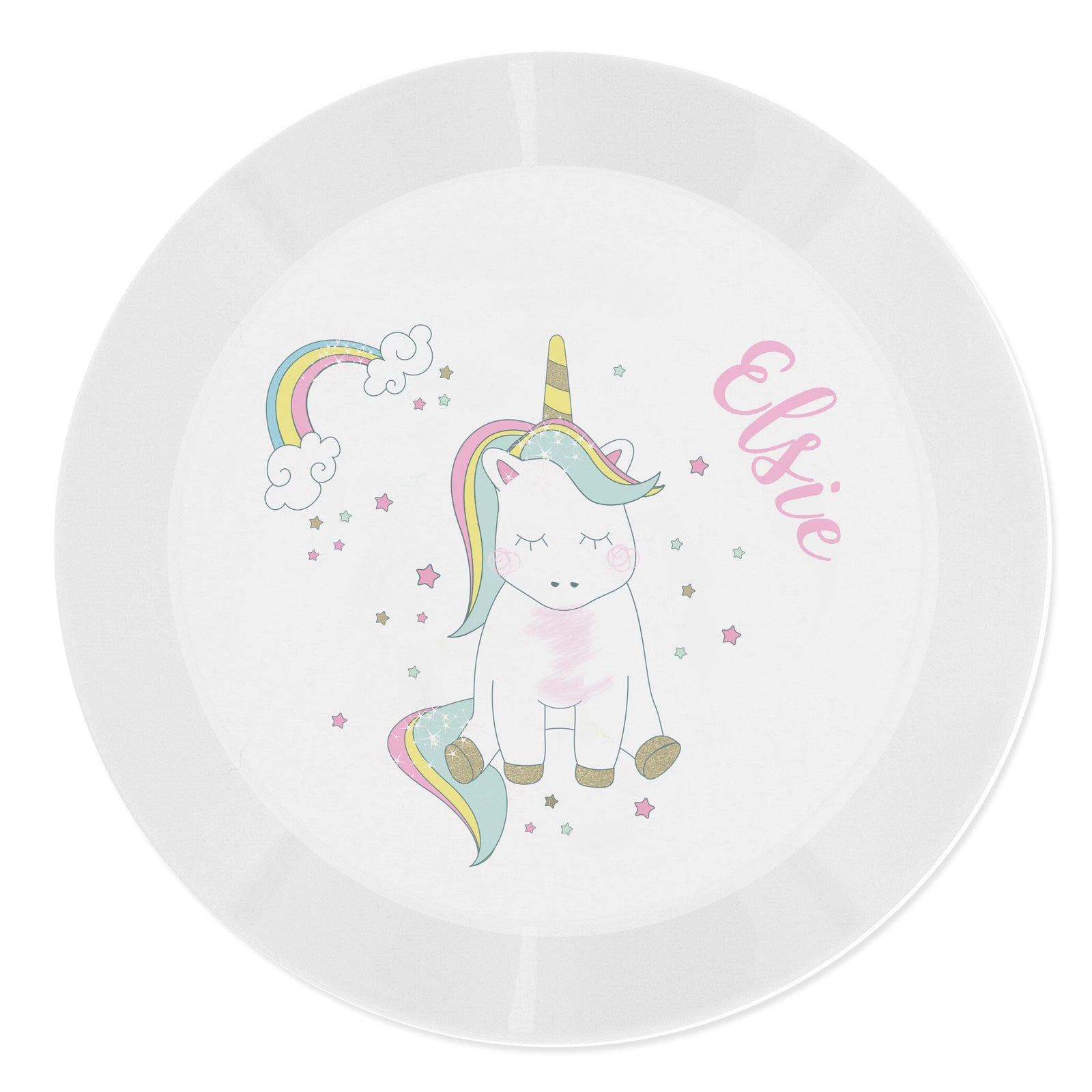 Personalised Baby Unicorn Plastic Plate Plates Mini Bee 