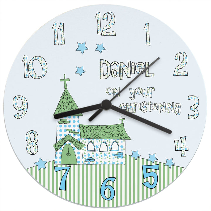 Personalised Church Boys Christening Clock Wall Clocks Mini Bee 