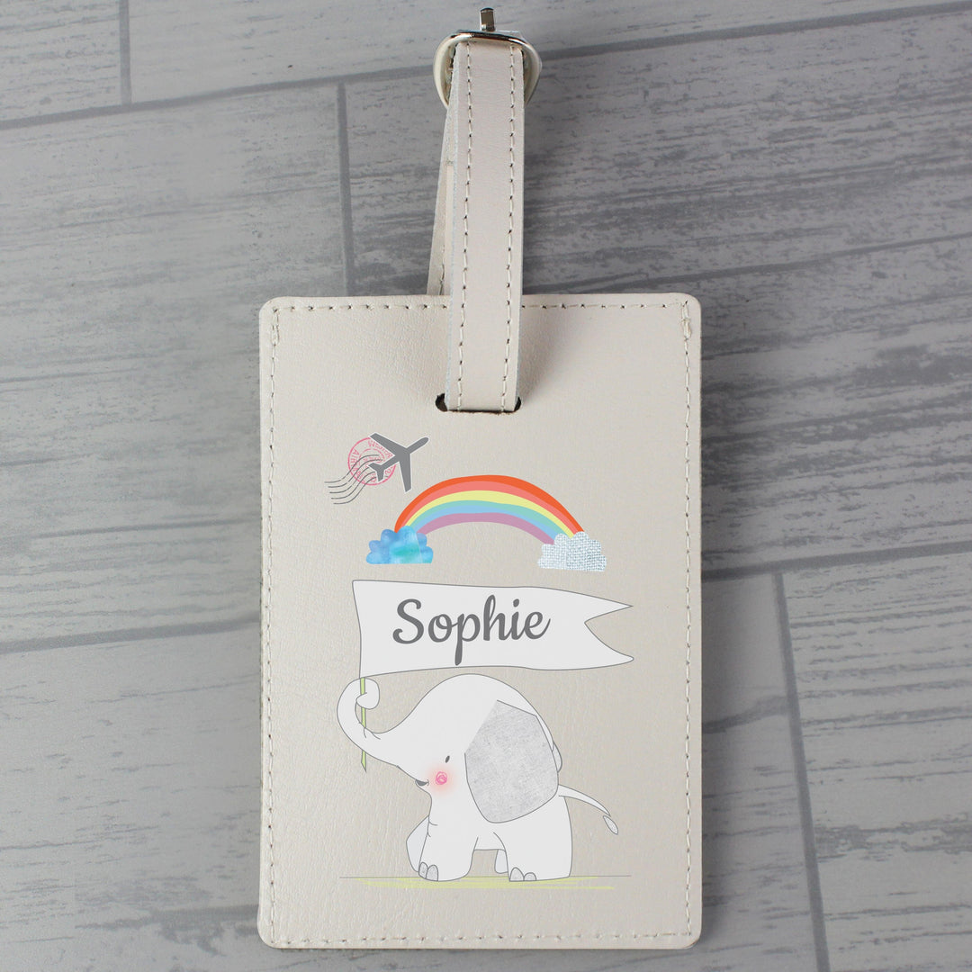 Personalised Hessian Elephant Cream Luggage Tag Luggage Tags Nestoro