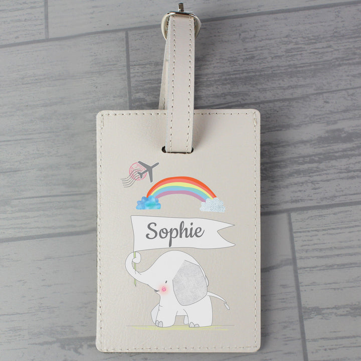 Personalised Hessian Elephant Cream Luggage Tag Luggage Tags Nestoro
