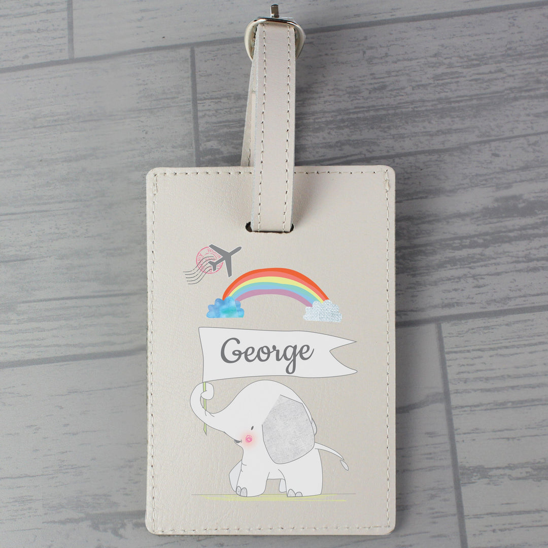 Personalised Hessian Elephant Cream Luggage Tag Luggage Tags Nestoro