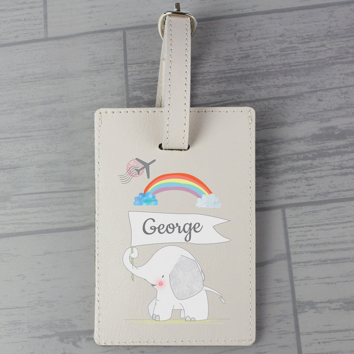 Personalised Hessian Elephant Cream Luggage Tag Luggage Tags Nestoro