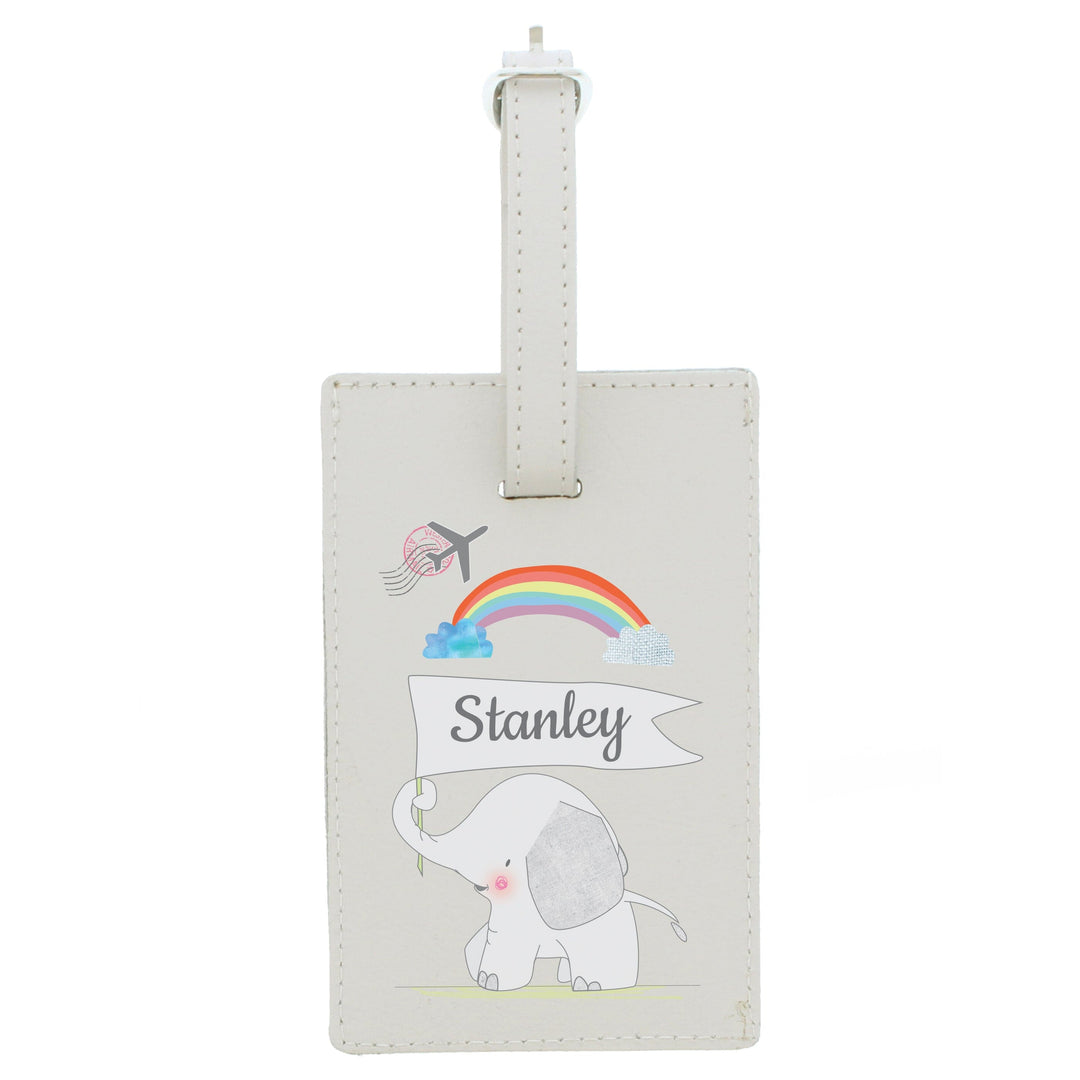 Personalised Hessian Elephant Cream Luggage Tag Luggage Tags Nestoro