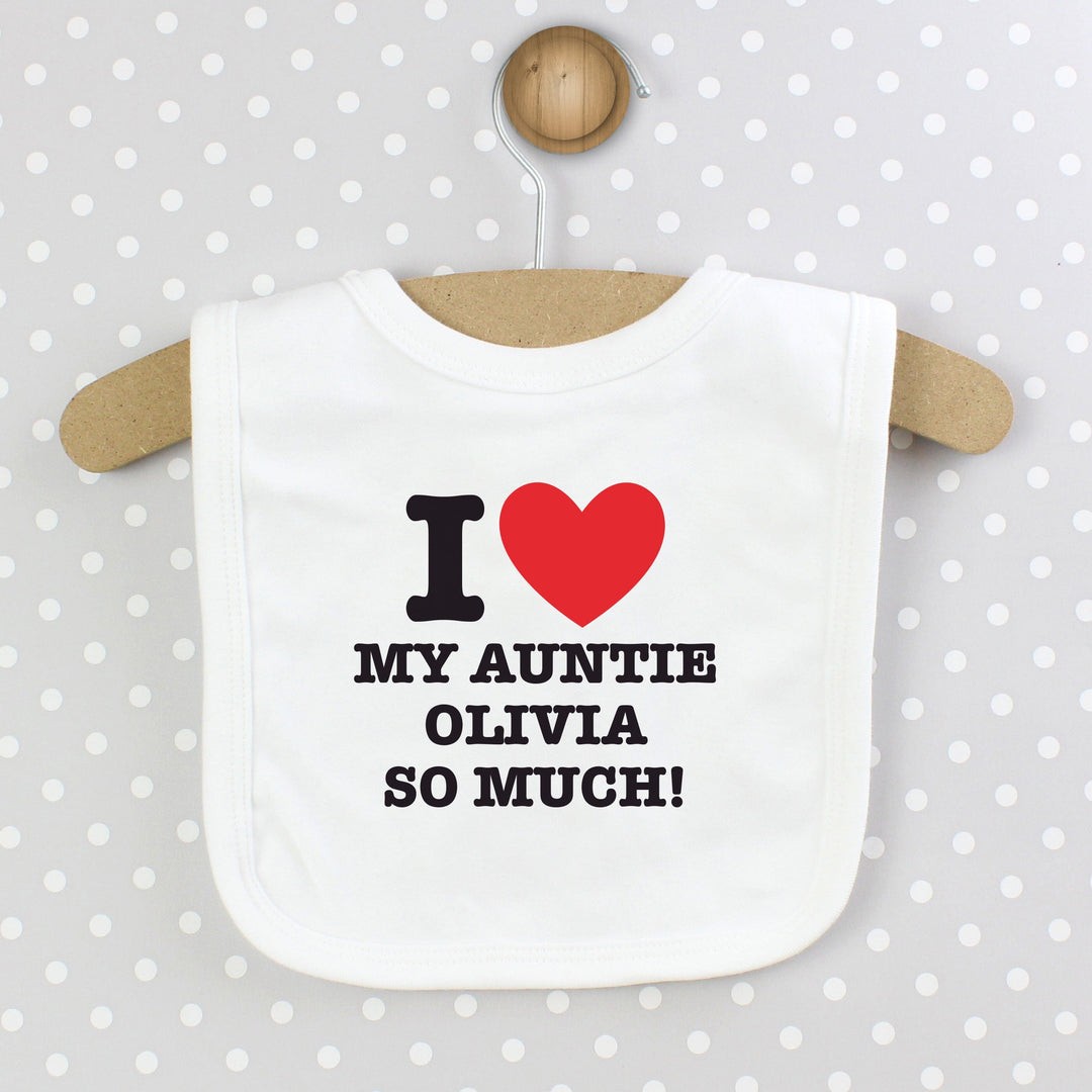 Personalised I HEART Baby Bib Bibs Mini Bee 