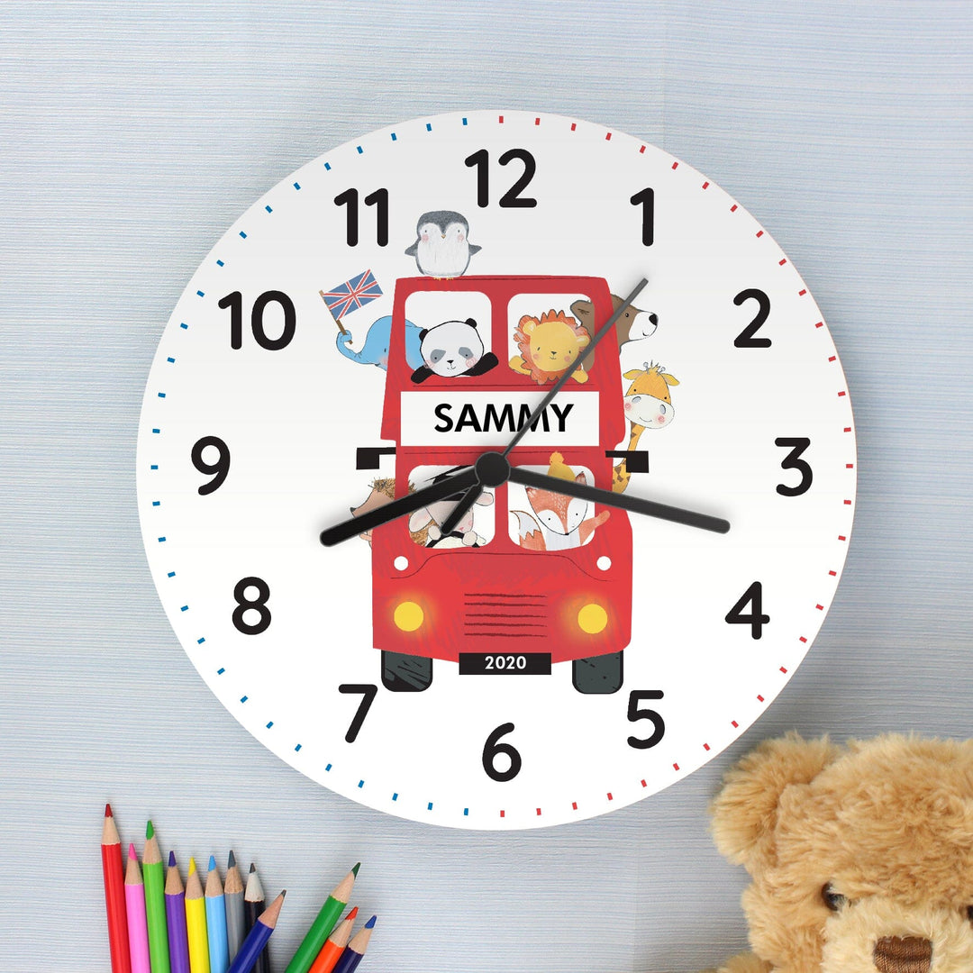 Personalised London Animal Bus Wooden Clock Wall Clocks Mini Bee 