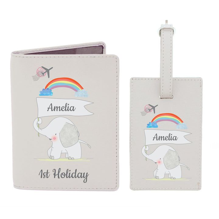 Personalised My 1st Cream Passport Holder &amp; Luggage Tag Set Luggage Tags Nestoro