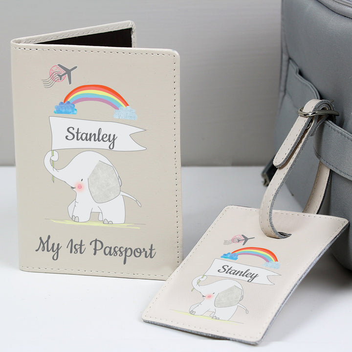 Personalised My 1st Cream Passport Holder &amp; Luggage Tag Set Luggage Tags Nestoro