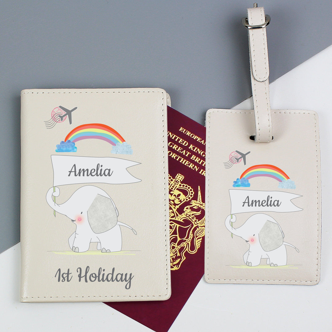 Personalised My 1st Cream Passport Holder &amp; Luggage Tag Set Luggage Tags Nestoro
