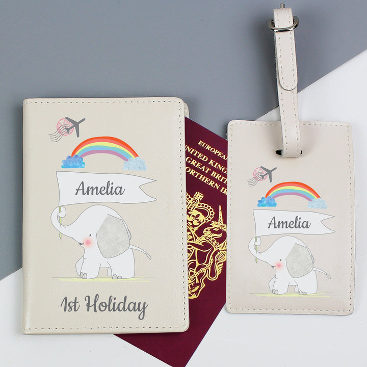 Personalised My 1st Cream Passport Holder &amp; Luggage Tag Set Luggage Tags Nestoro