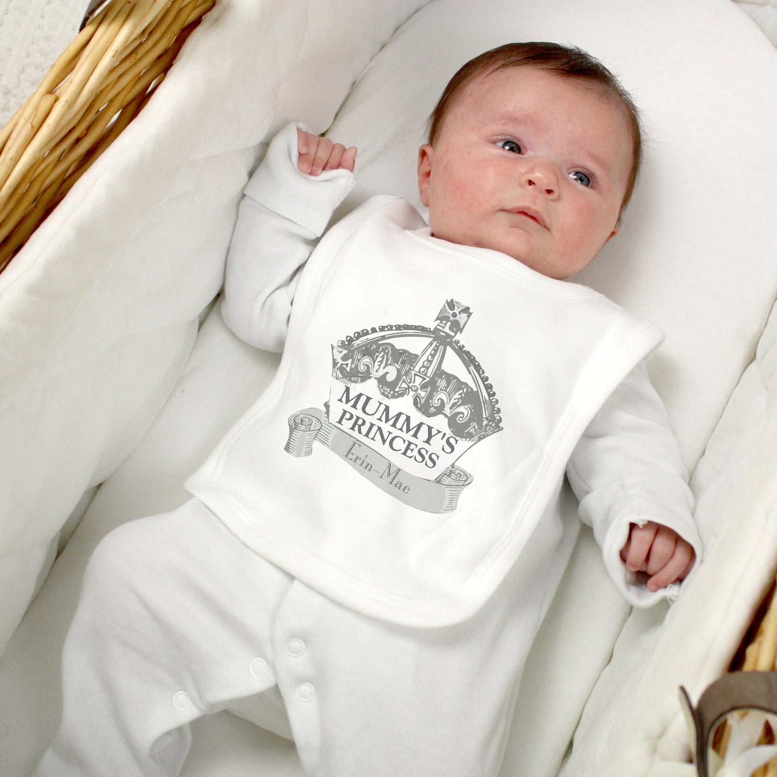 Personalised Royal Crown Bib Bibs Mini Bee 