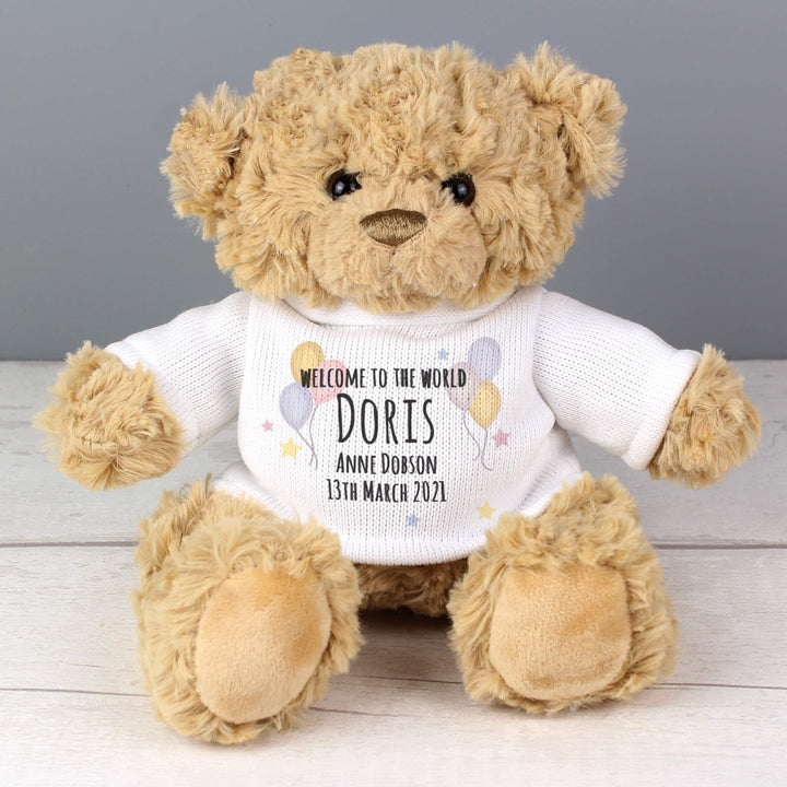 Personalised Teddy & Balloons Teddy Bear Baby Activity Toys Mini Bee 