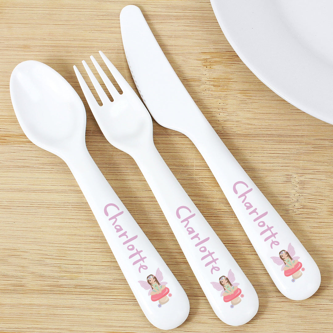 Personalised Toadstool Fairy Plastic Cutlery Flatware Sets Mini Bee 