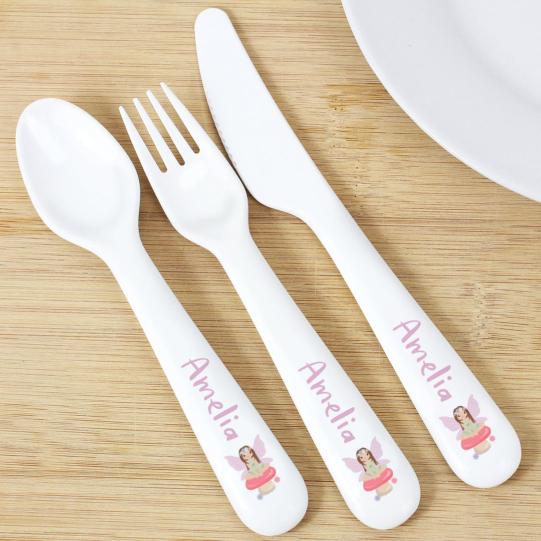 Personalised Toadstool Fairy Plastic Cutlery Flatware Sets Mini Bee 