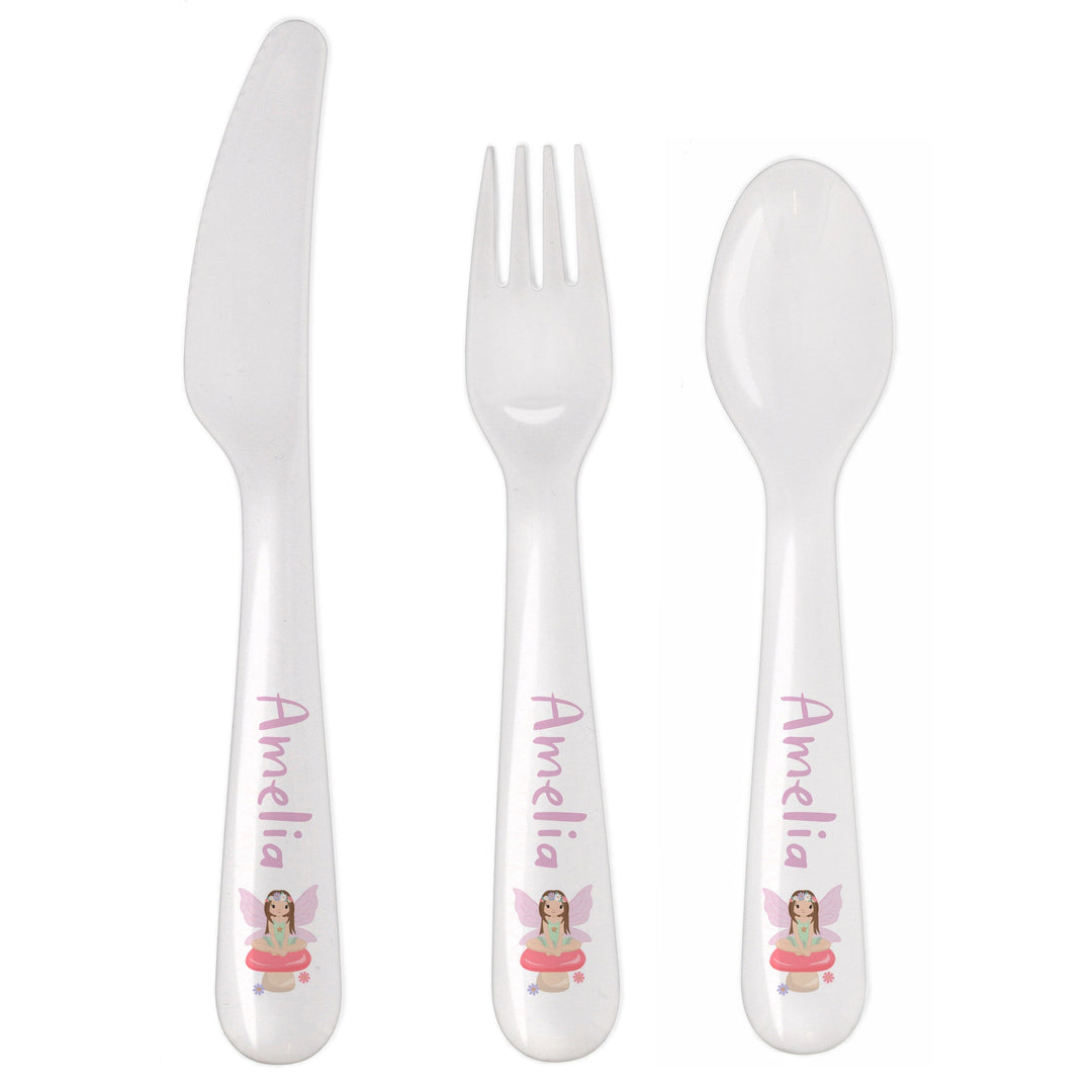 Personalised Toadstool Fairy Plastic Cutlery Flatware Sets Mini Bee 