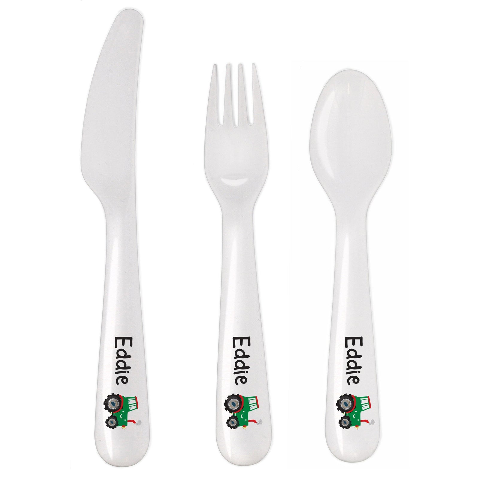 Personalised Tractor 3 Piece Plastic Cutlery Set Flatware Sets Mini Bee 