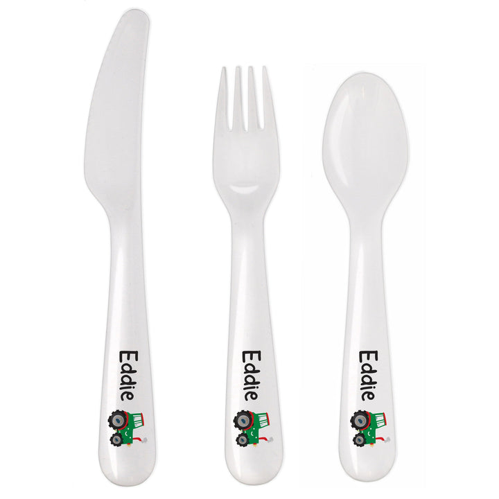 Personalised Tractor 3 Piece Plastic Cutlery Set Flatware Sets Mini Bee 