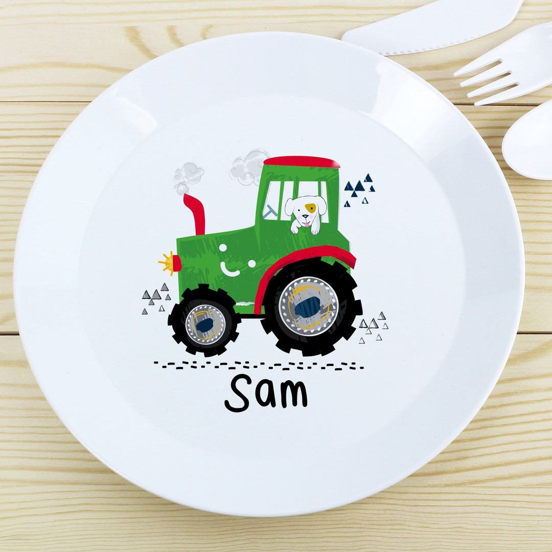 Personalised Tractor Plastic Plate Plates Mini Bee 
