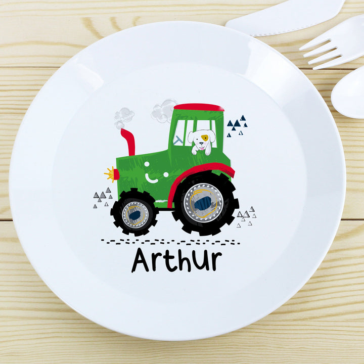 Personalised Tractor Plastic Plate Plates Mini Bee 