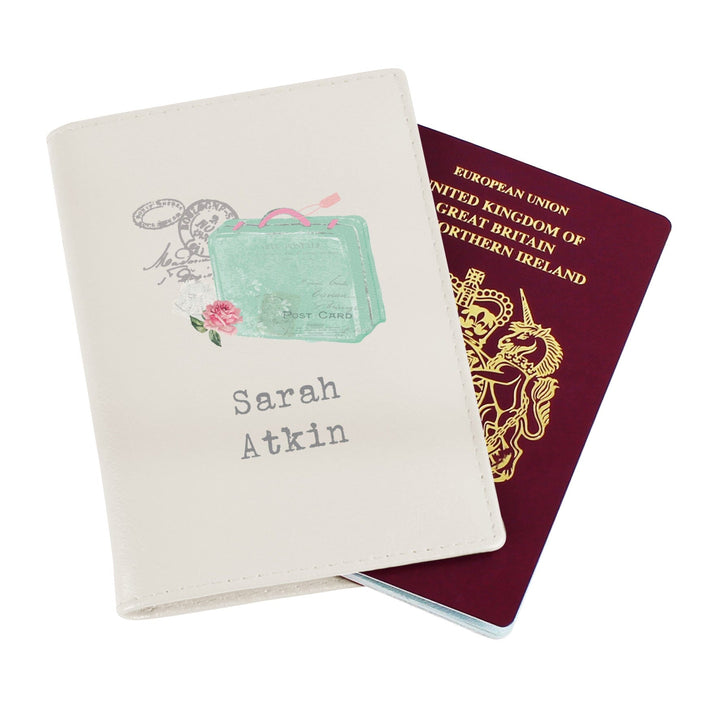 Personalised Vintage Pastel Travel Cream Passport Holder Luggage Tags Nestoro