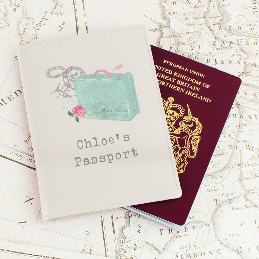 Personalised Vintage Pastel Travel Cream Passport Holder Luggage Tags Nestoro