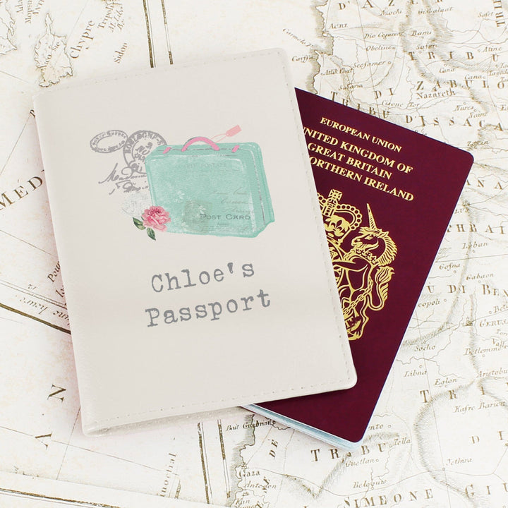 Personalised Vintage Pastel Travel Cream Passport Holder Luggage Tags Nestoro