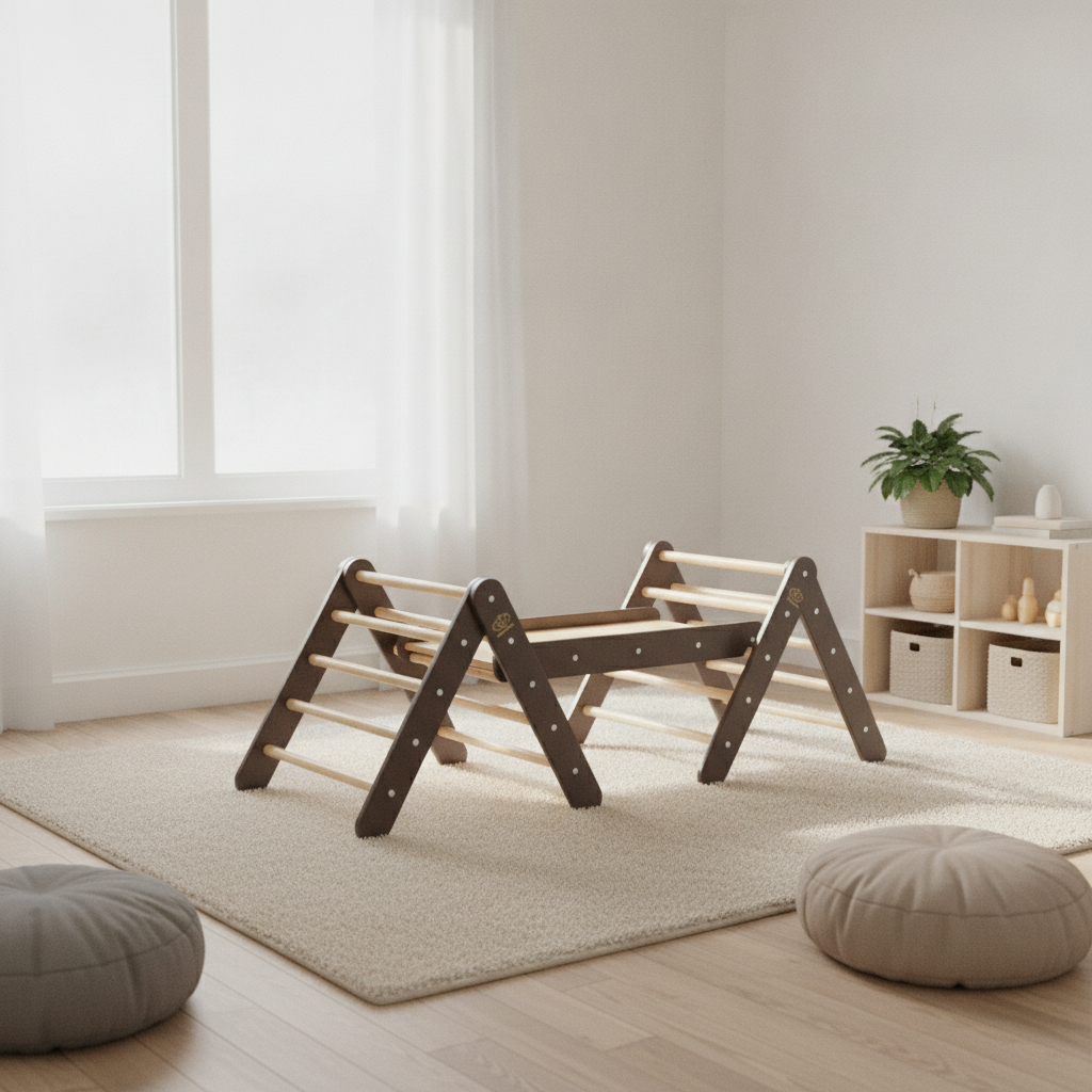 MeowBaby Climbing Triangle with Slide and Climbing Frame Set in a playroom