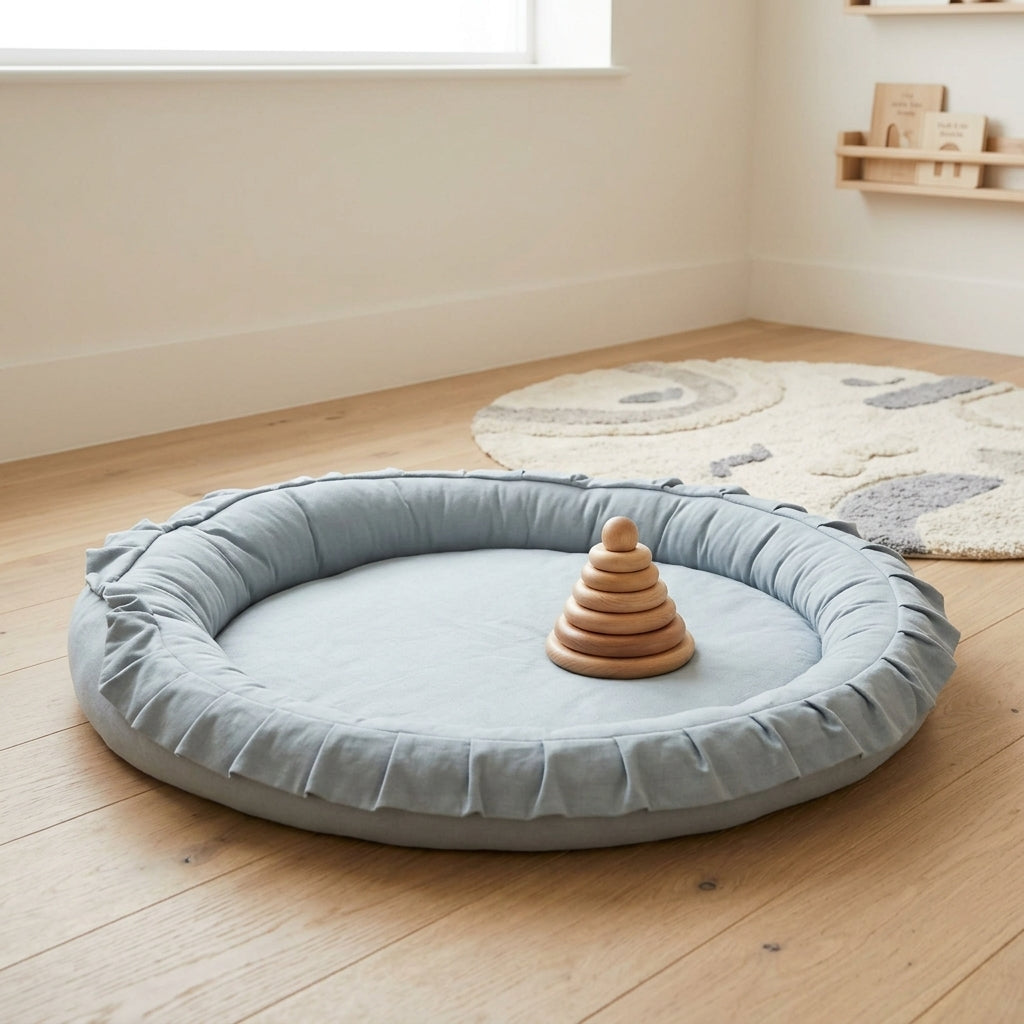 Monio for Kids Blue Cotton Padded Nest Playmat, lifestyle image