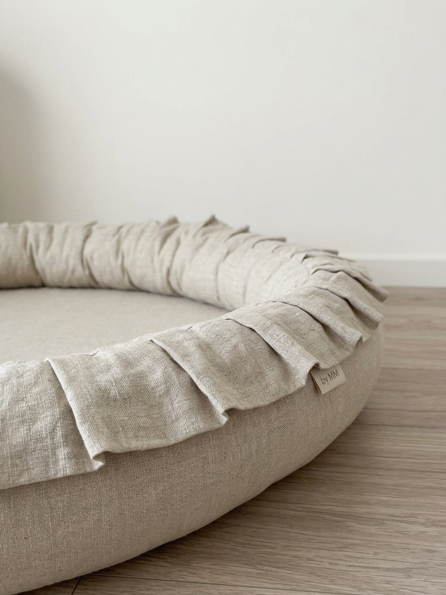 Monio for Kids Natural Linen Padded Nest Playmat, lifestyle image