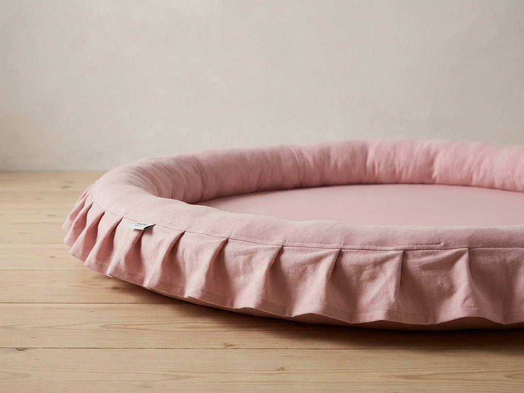 Monio for Kids Powder Pink Cotton Padded Nest Playmat, lifestyle image