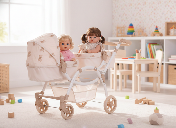 Roma Teddy Twin Dolls Pram - lifestyle scene 1