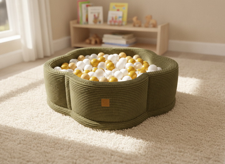 MeowBaby Khaki Aesthetic Flower ball pit in a lifestyle setting: Built For Where Play Actually Happens