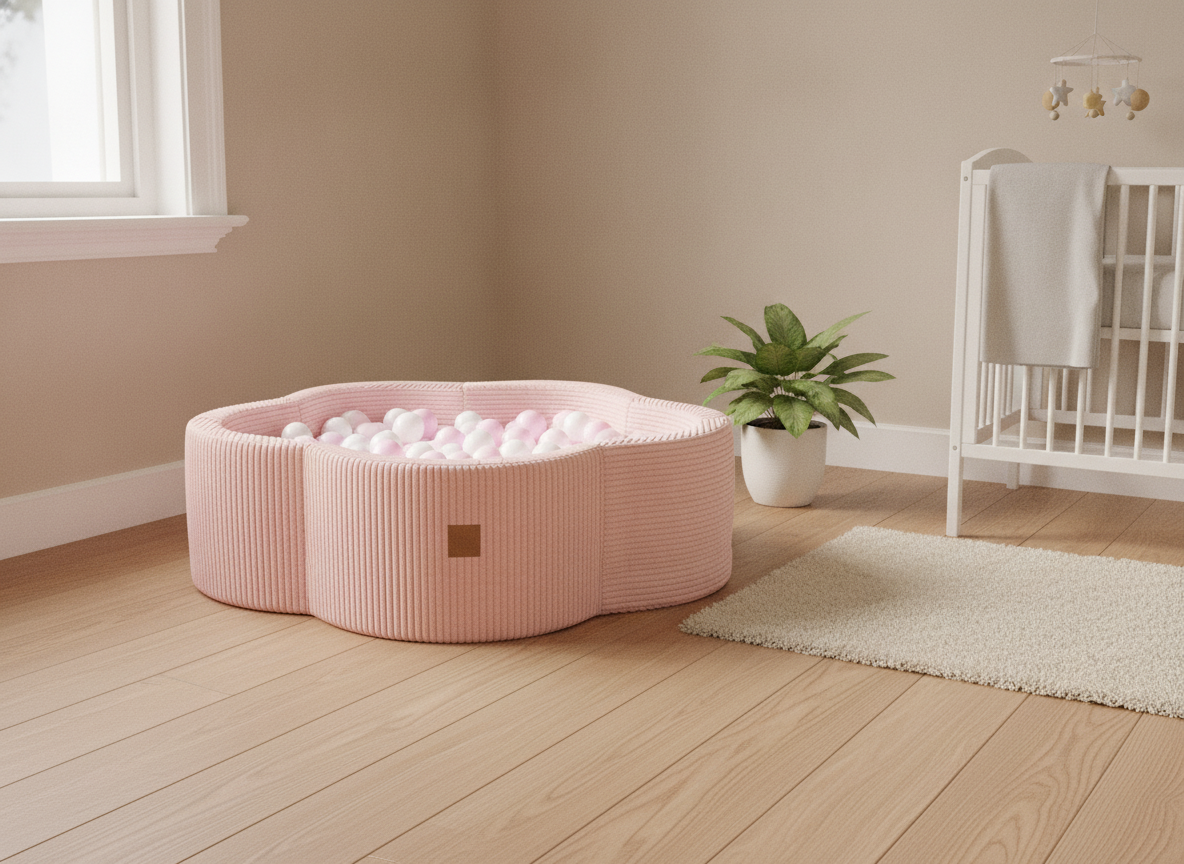 MeowBaby Pink Aesthetic Flower ball pit in a lifestyle setting: A Petal Shape That Settles Into The Room