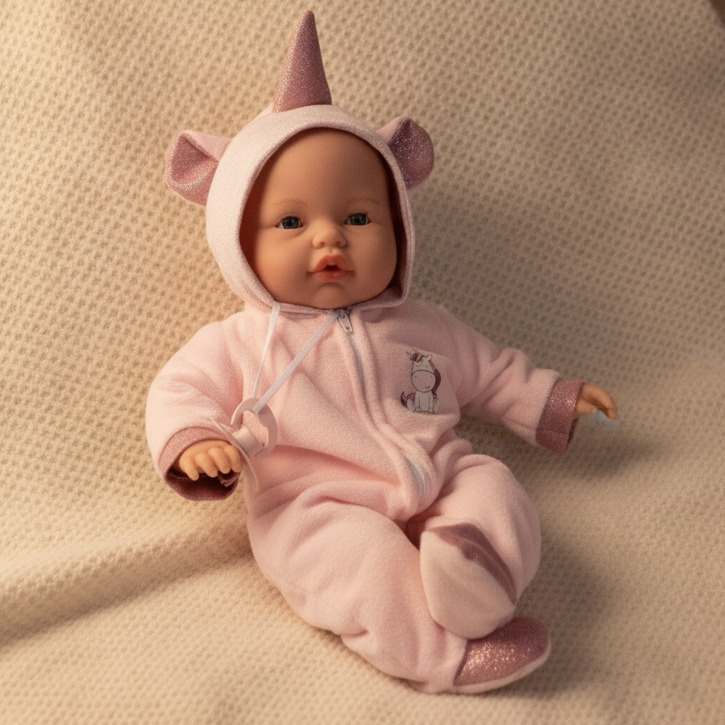 Eyes closed, settled - Antonio Juan Bimba Unicorn Crying Baby Doll, 37cm, Nestoro