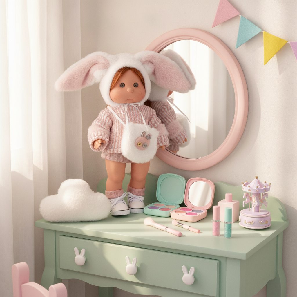 Styling in progress - Antonio Juan Iris Fashion Doll with Makeup and Bunny Bonnet, 38cm, Nestoro