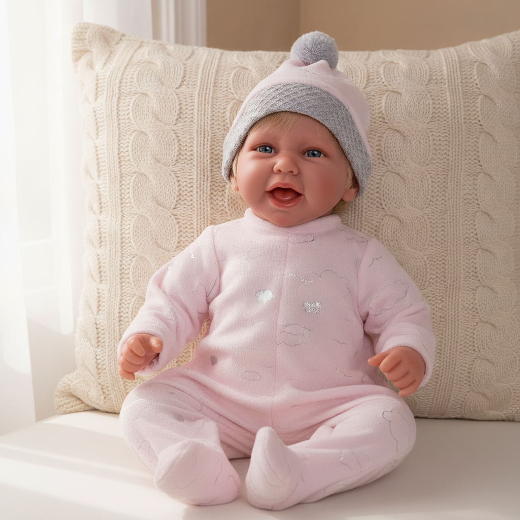 Held and settled - Antonio Juan Carla Doll with Cloud Cushion, Soft Body, 42cm, Nestoro