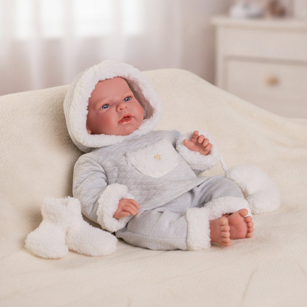 Quilted for comfort - Antonio Juan Newborn Lea Doll with Fleece Baby Carrier, 42cm, Nestoro