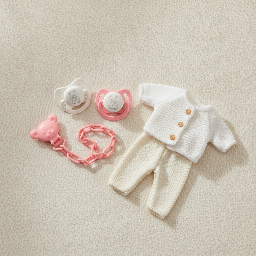 Always within reach - Arias Doll Dummies with Chain, Set of 2, Pink and White, Nestoro