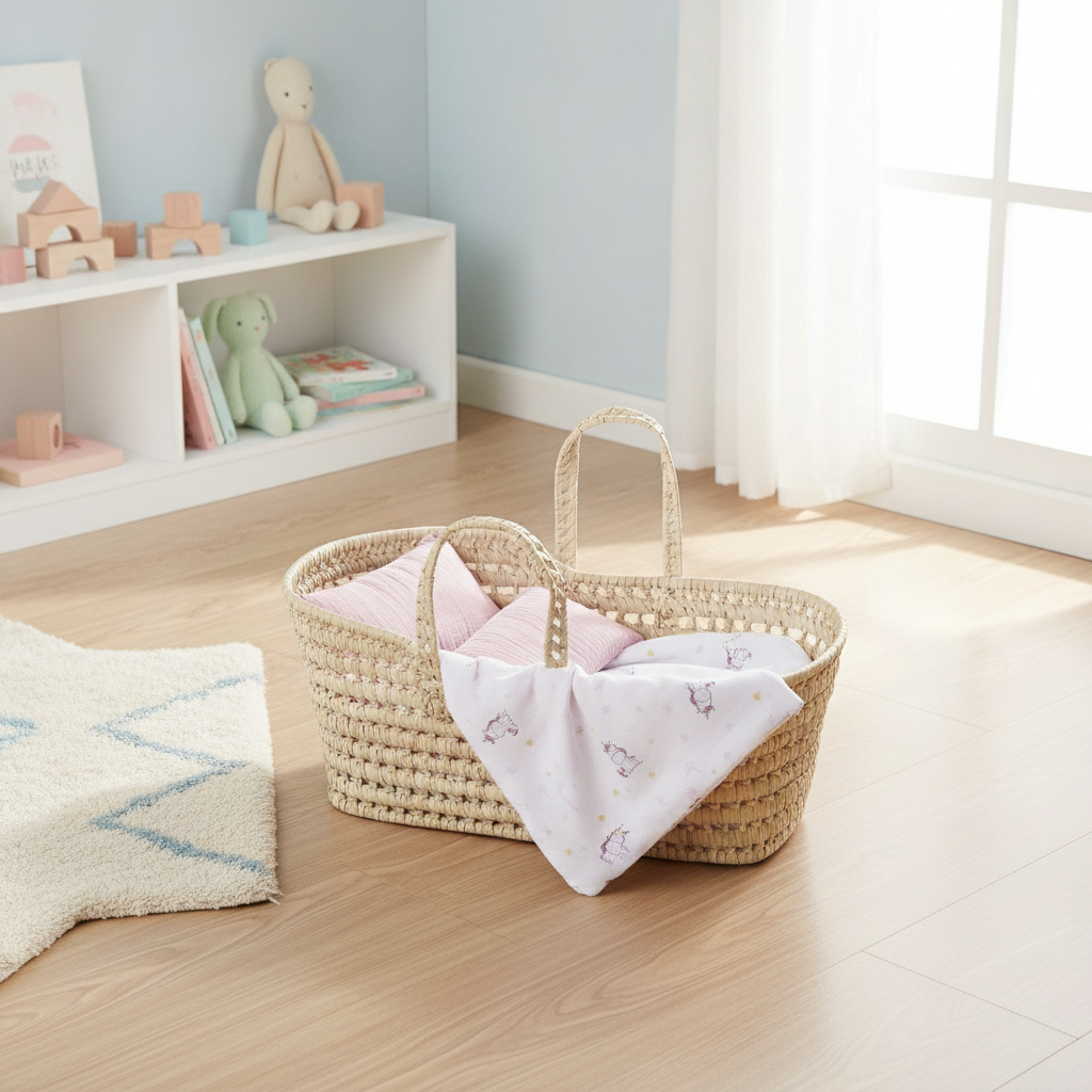 A touch of fantasy - Antonio Juan Palm Moses Basket, Unicorn, for Dolls up to 42cm, Nestoro
