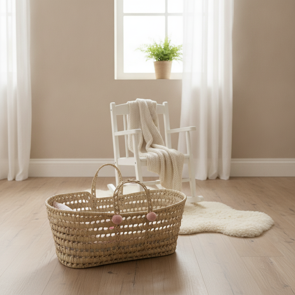 A resting place that travels - Antonio Juan Palm Moses Basket, Floral, for Dolls up to 42cm, Nestoro
