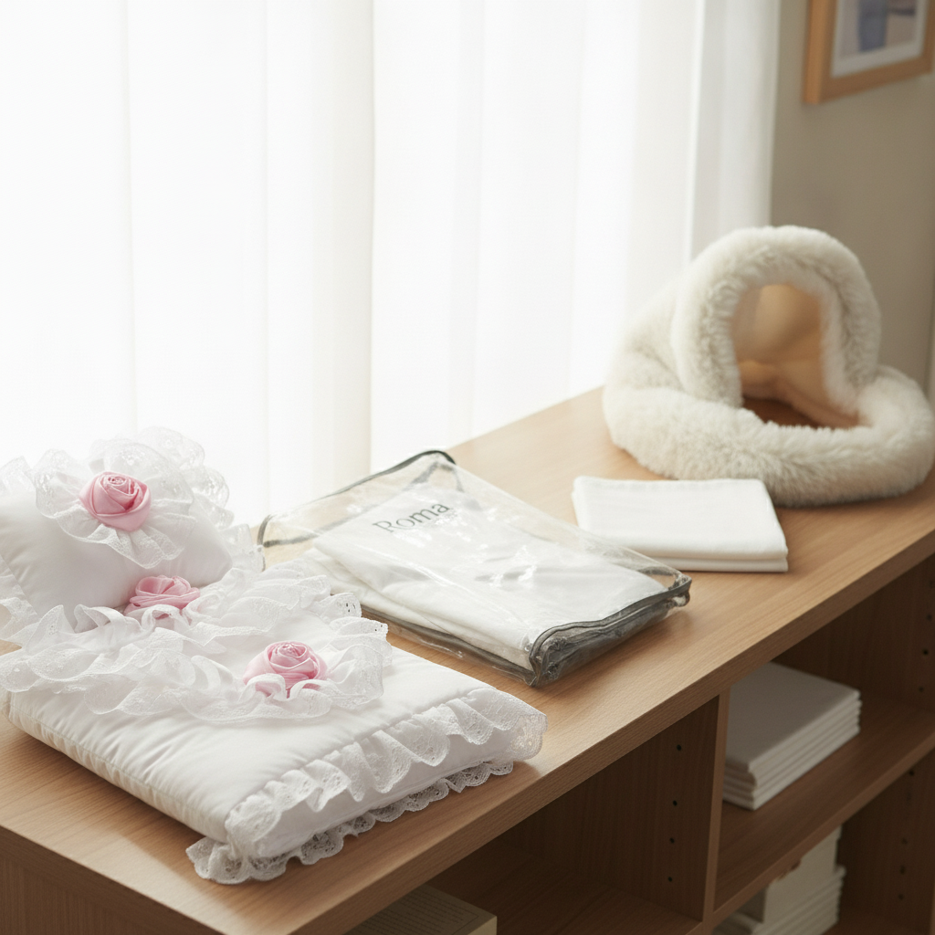 Roma white and pink rose bedding set shown with matching carrycot accessories
