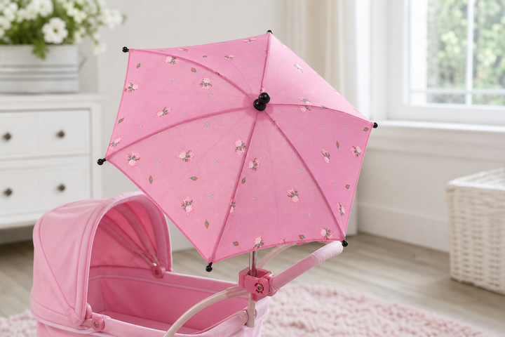 Roma Darcie Dolls Pink Parasol shown in a natural lifestyle setting