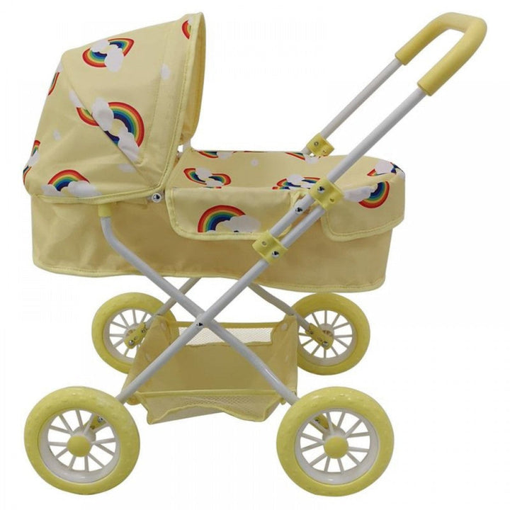 Roma Rupert Dolls Pram in Primrose, folding chassis and wheels detail