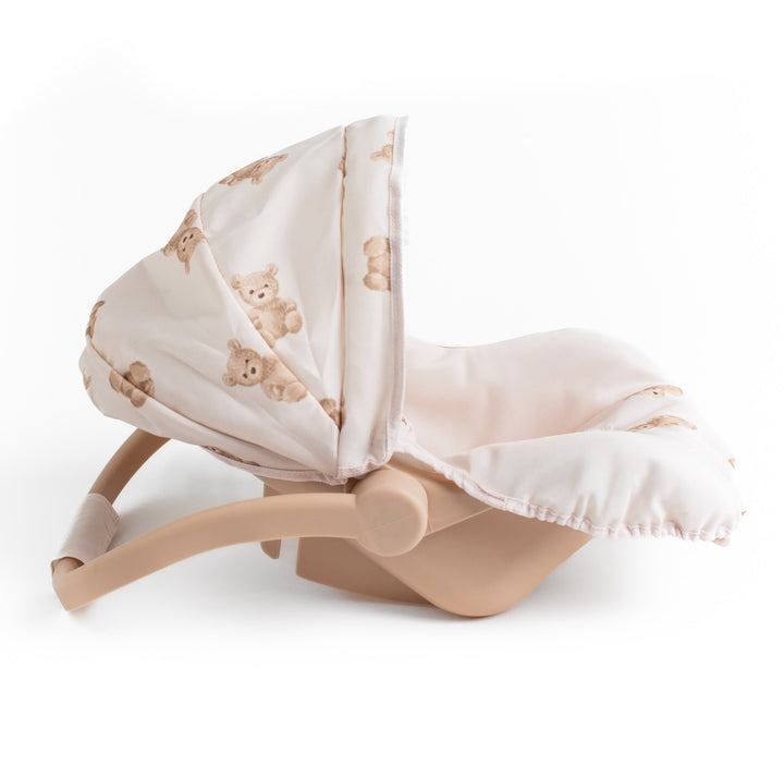 Roma Teddy Dolls Car Seat side profile showing the carry handle raised upright