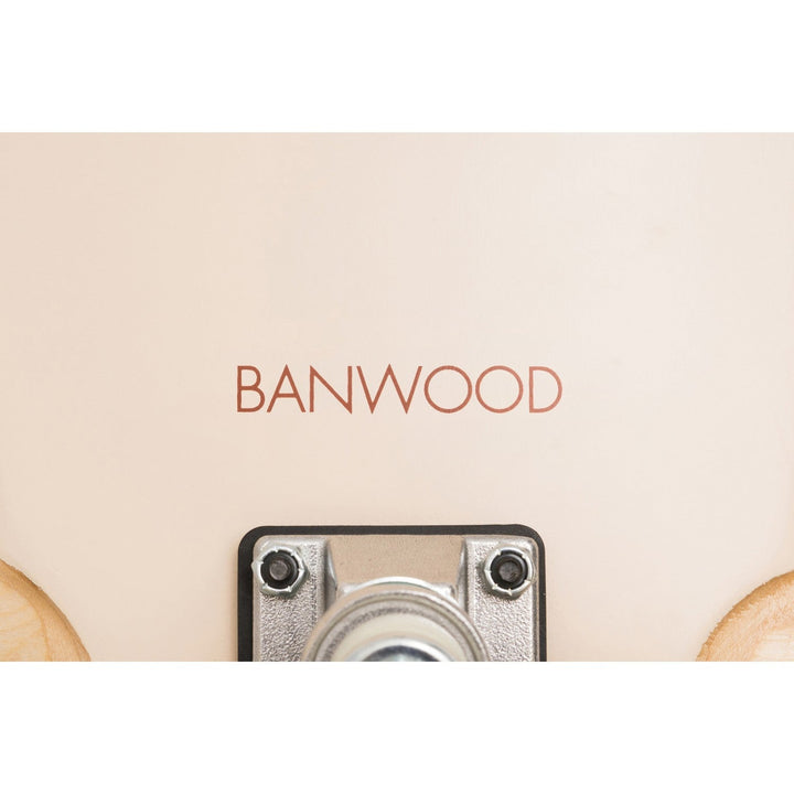 Banwood skateboard box base showing brand name and truck assembly component
