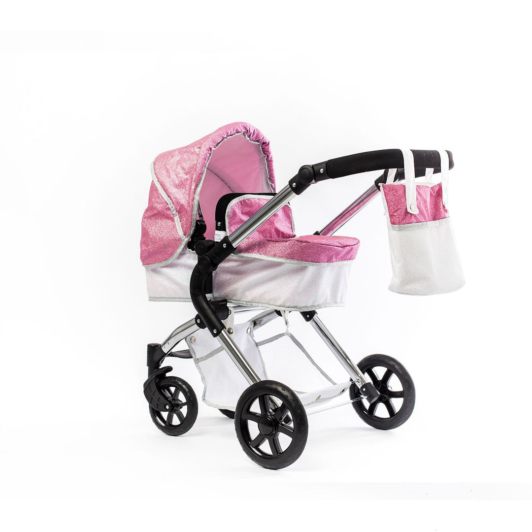 Roma Stephanie Single Dolls Pram in sparkle fabric on chrome chassis