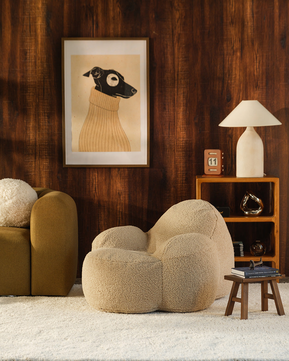 Biscuit Wigiwama Momo Chair, side profile view