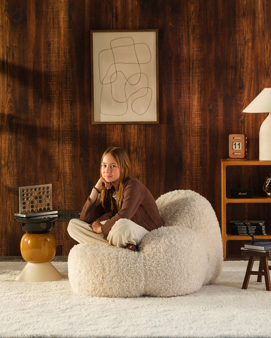 Cream Wigiwama Momo Chair, side profile view