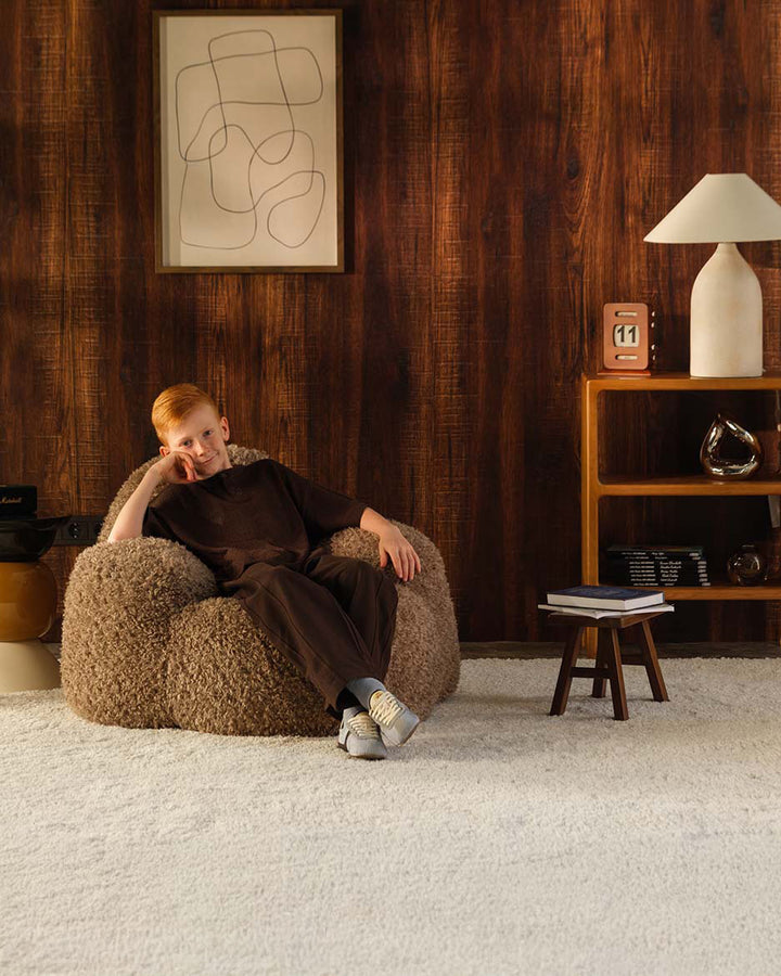 Truffle Wigiwama Momo Chair, side profile view